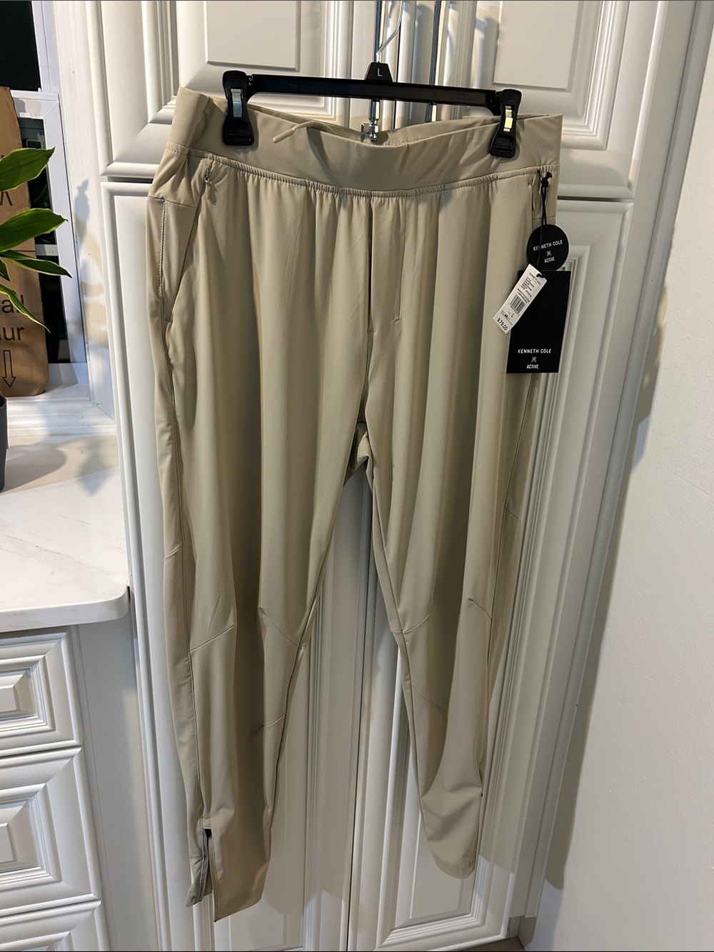 Kenneth Cole Men's Light Beige Performance Joggers